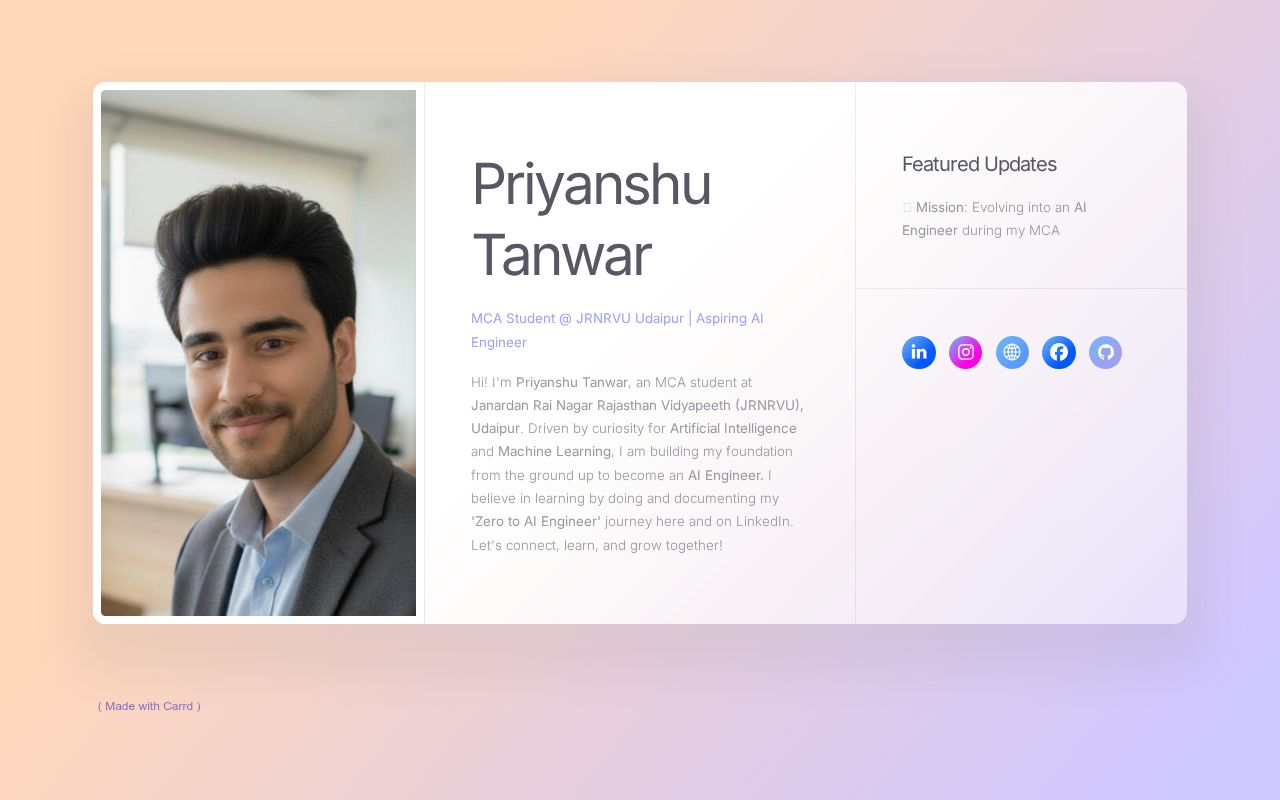 Priyanshu Tanwar - BCA Student & Data Science Enthusiast